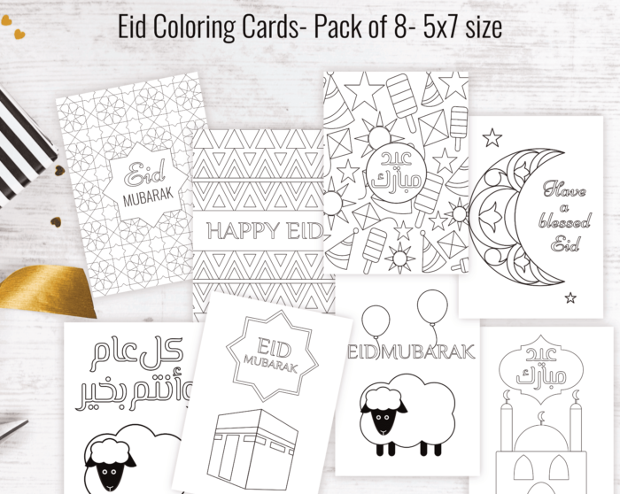 Eid Coloring Cards-Kids