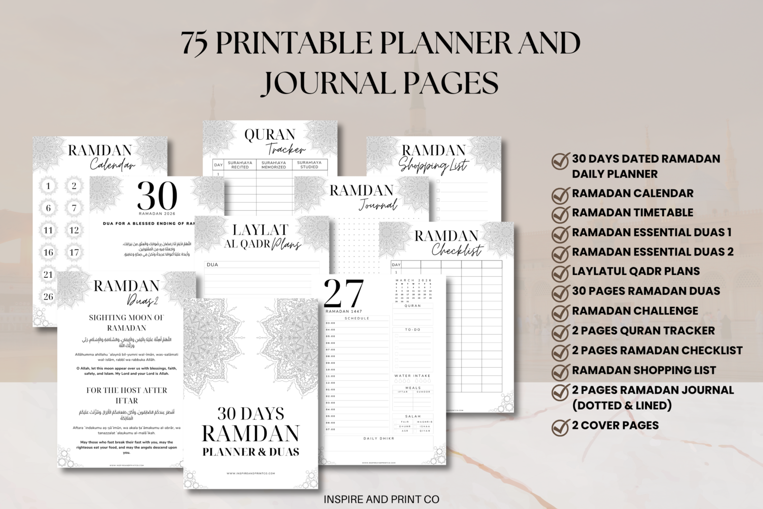 The Ultimate 2026 Ramadan Digital Planner & Dua Cards - InspireAndPrintCo